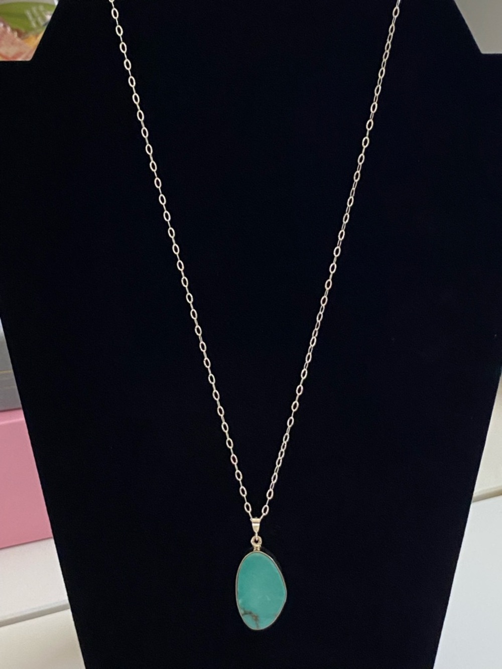 Turquoise Pendant on Cable Chain